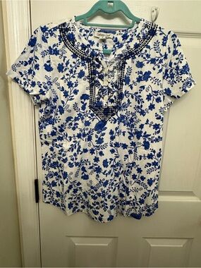 Coldwater Creek women’s Floral 100% cotton Blouse size M NWT cottage core